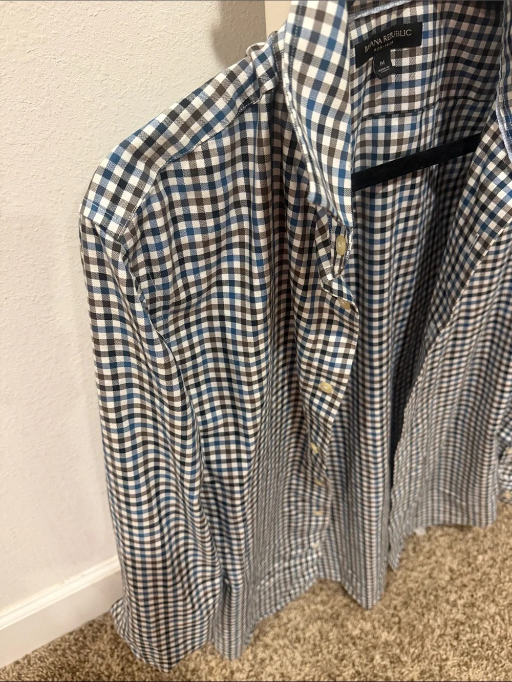 Banana Republic Blue and Brown Check Button-Down Shirt